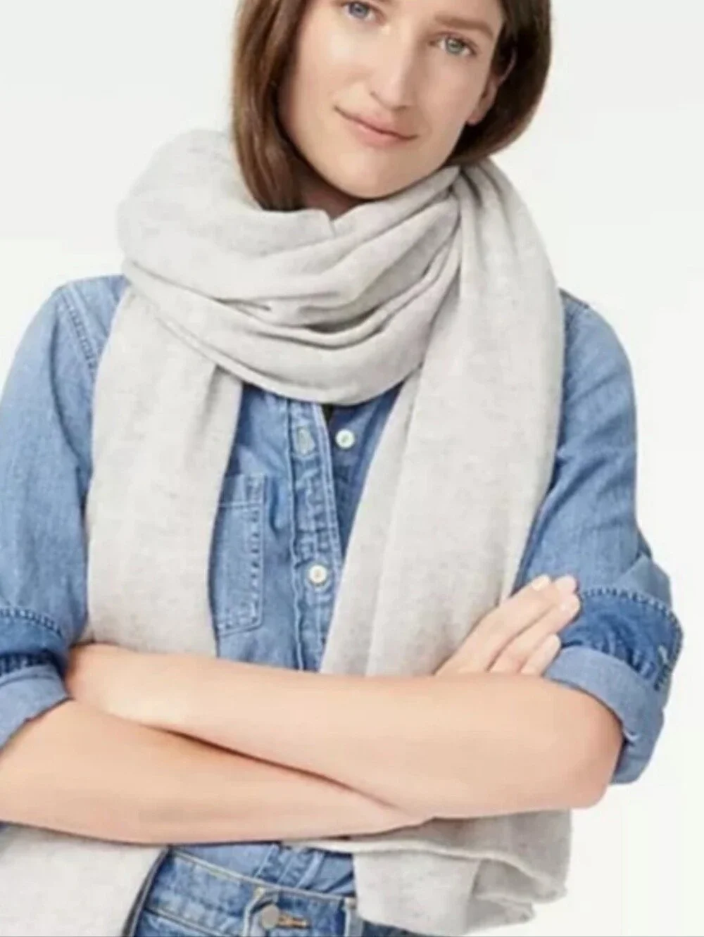 J. Crew 100% Cashmere Oversized Wrap - Light heather grey
